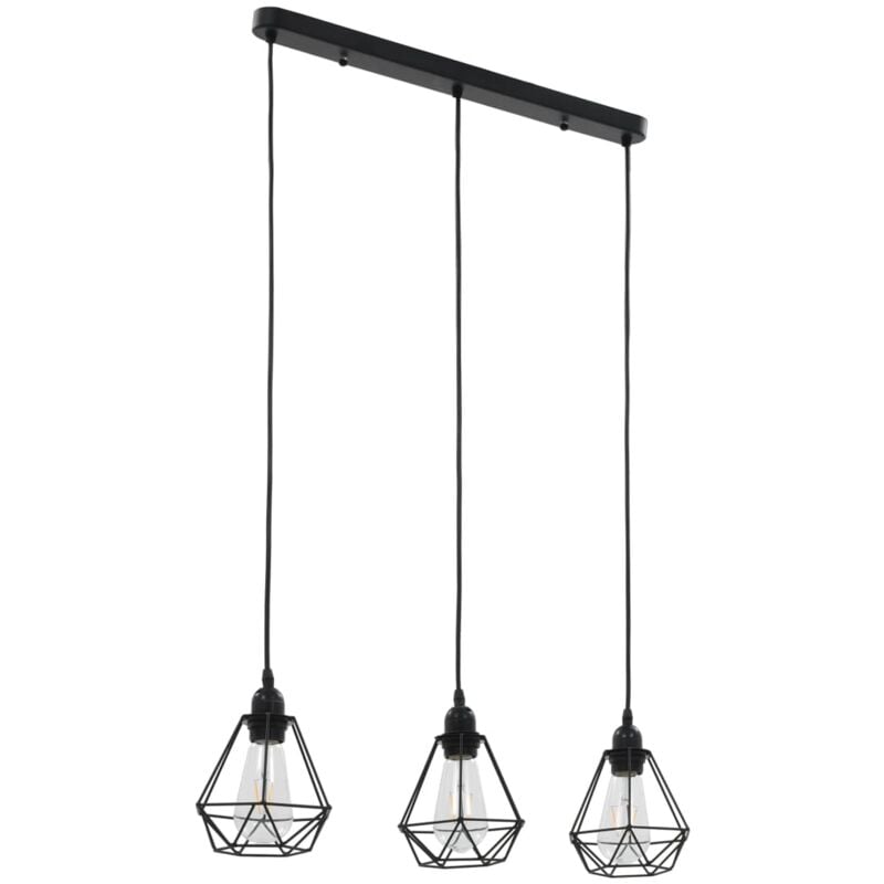 

vidaXL Lámpara de techo con diseño de rombos negra 3 bombillas E27 - Negro