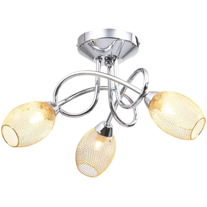 

Lámpara de techo con pantallas cromadas 3 bombillas G9 dorada