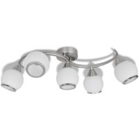 Lámpara de techo con pantallas de cristal y soporte curvado
