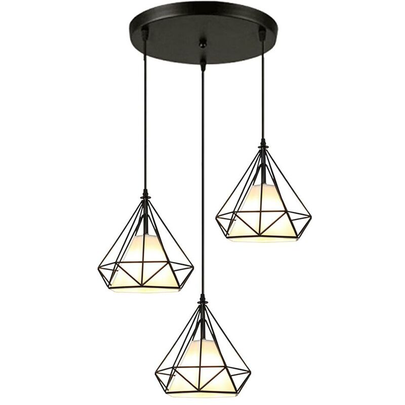 

Lámpara de Techo Creativa Vintage Lámparas de Colgar Nórdica Lámparas de Colgar 3 Luces Lámparas de Colgar de Jaula Retro Negro Lámparas de Colgar