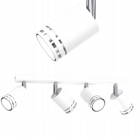 LÁMPARA DE TECHO CROMADA BLANCA MÓVIL LED GX53 REFLECTOR PUNTO PULIDO