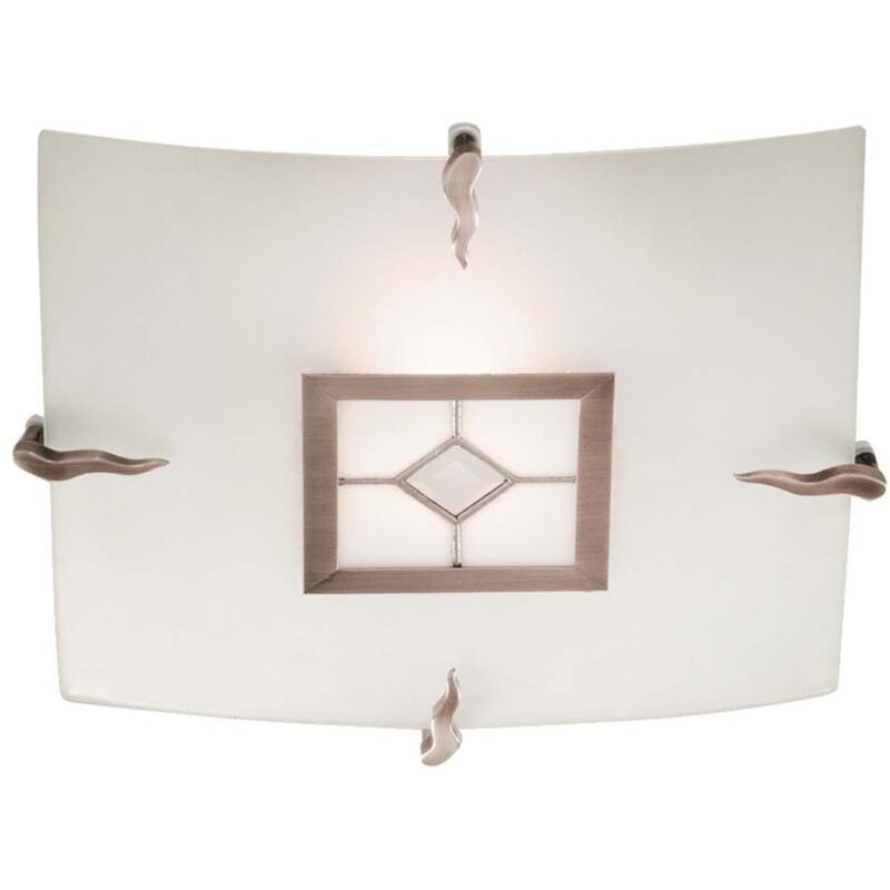 

03-searchlight - Lámpara de techo cuadrada Tiffany, en latón antiguo y vidrio