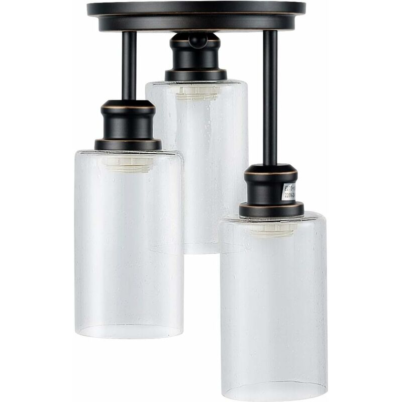 

Lámpara de Techo de 3 Luces y Pantalla Vintage con Portalámpara de E27 Sin Bombilla para Salón Hogar Hotel Comedor