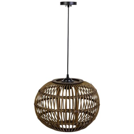 Lámpara de techo de bambu  marrón, d37x27h cm