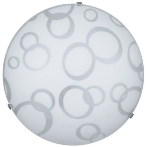 Lámpara de techo de cristal blanco decorada con enganches transparentes diám.30 cm