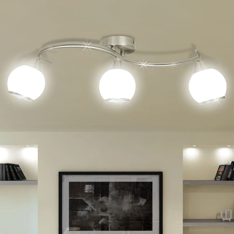 

Lámpara de techo de cristal y soporte curvado 3 bombillas E14