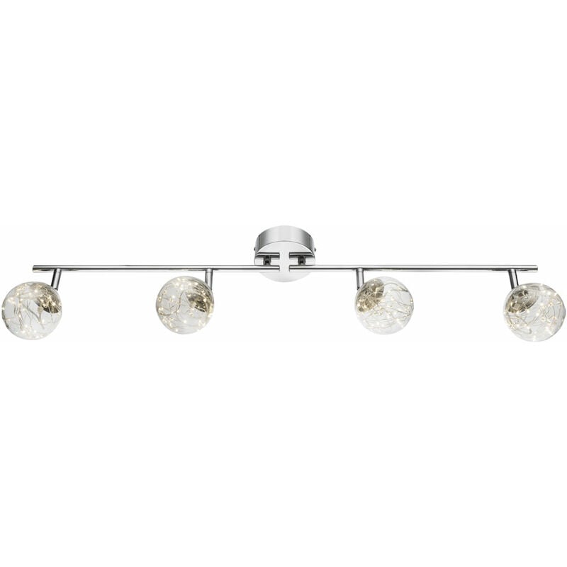 

Lámpara de techo LED de cromo con puntos de bola de vidrio, lámpara de foco de cable de cobre ajustable Globo 56804-4
