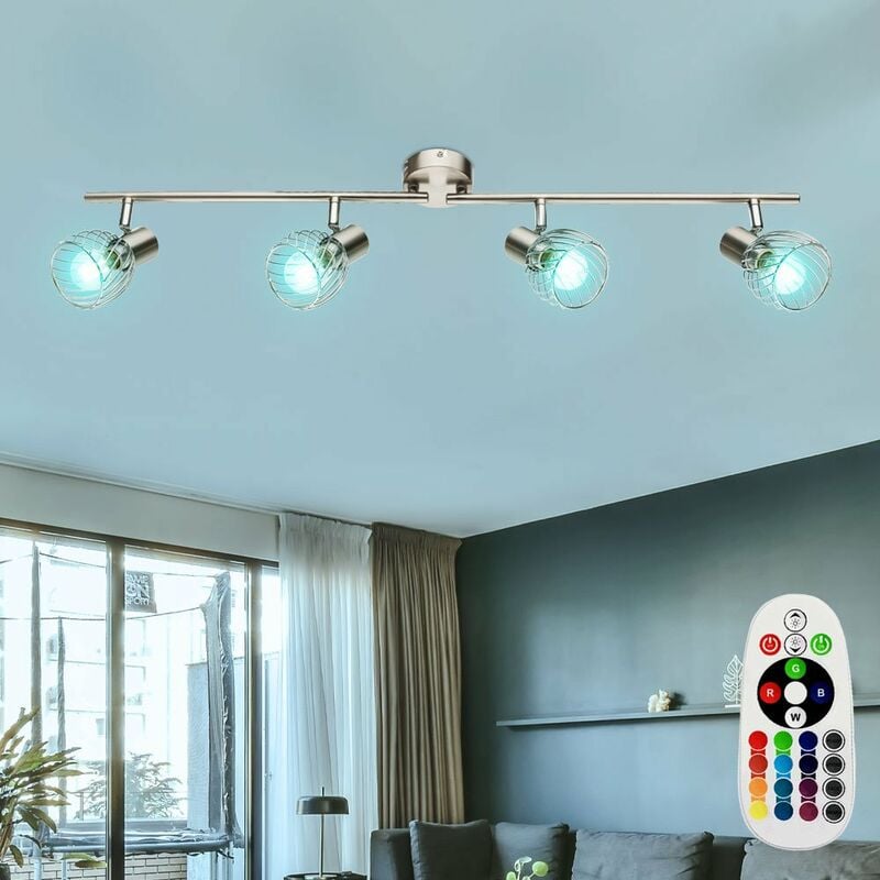 

Lámpara de techo de diseño, atenuador, control remoto, lámpara puntual, móvil en un juego, que incluye lámparas LED RGB