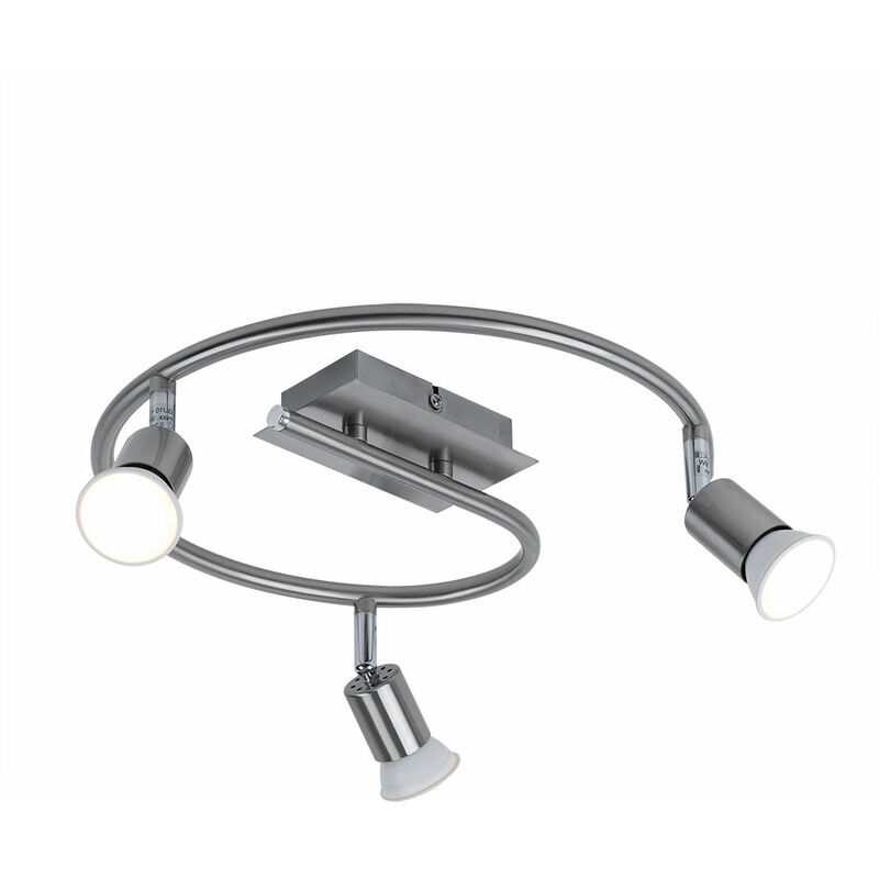 

Plafón LED, foco redondo, acero cepillado, 3 luces, 50 cm de diámetro, mesa de salón comedor