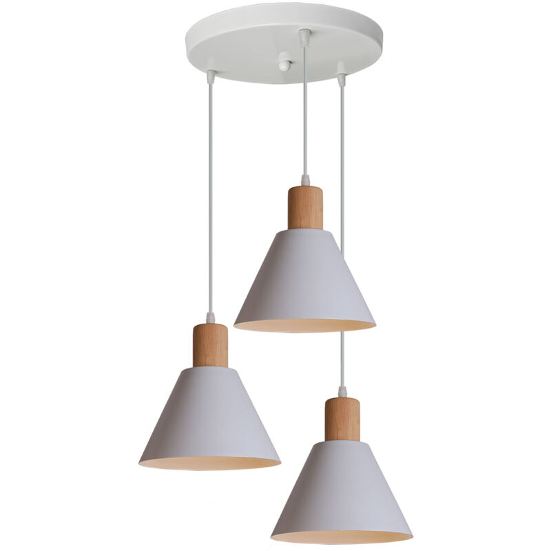 

Lámpara de Techo de Estilo Retro, Lustre Nórdica, Colgante de Luz Moderna, 3 Portalámparas Luz Colgante Minimalista (Blanco) para Accesorios de