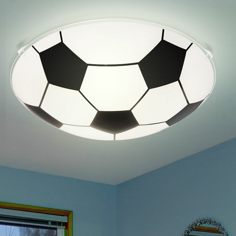 

Lámpara de techo de fútbol lámpara de pared de vidrio para habitación infantil satinada en un juego que incluye bombillas LED