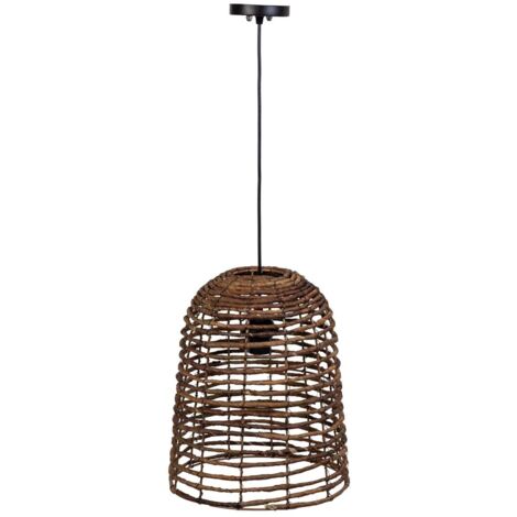 Lámpara de techo de hoja de banana natural marrón, d30x36,5h cm