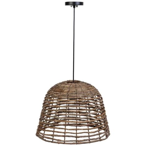 Lámpara de techo de hoja de banana natural marrón, d41x30h cm