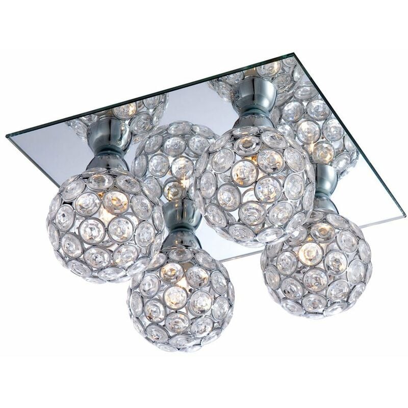 

Lámpara de techo, sala de estar, lámpara de espejo, puntos de bola de cristal en un juego que incluye bombillas LED