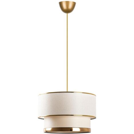 Lámpara de techo de metal - D.30 x Alt. 65 cm - Dorado y beige - RAYONA