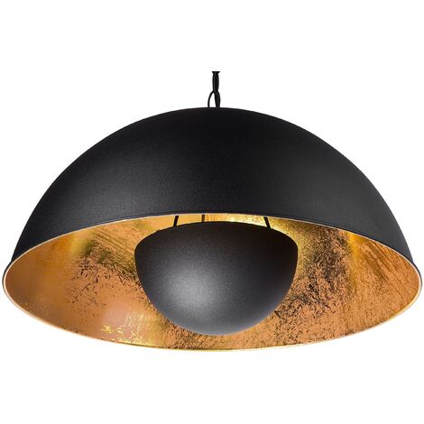 Lámpara de techo de metal negro 158 cm colgante pantalla abierta redonda estilo industrial Thames II