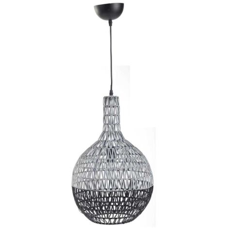 Lámpara de techo de metal y rattan 33x33x53.5/120