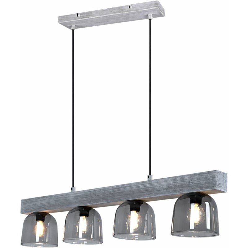 

Péndulo de madera, luz de techo, iluminación de sala de estar gris, lámpara colgante de vidrio, humo Realidad R30064054