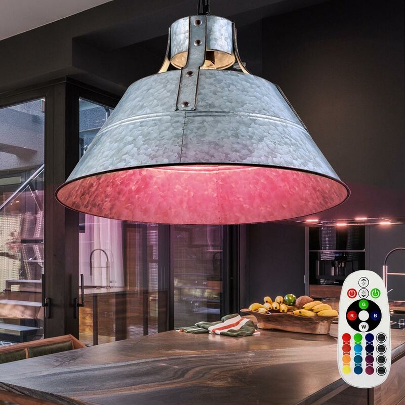 

Lámpara de techo de péndulo lámpara de techo de comedor de estilo industrial DIMMER en un juego que incluye bombillas LED RGB