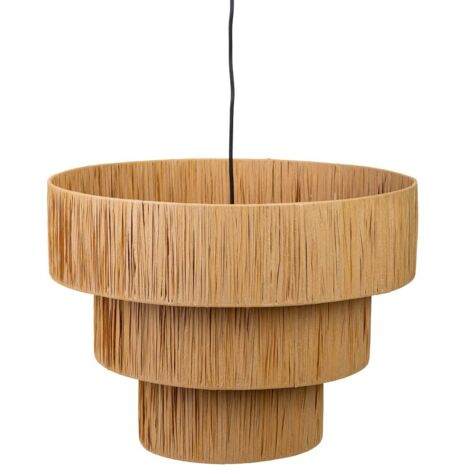 Lampara de techo de rafia y metal marrón 51x51x37
