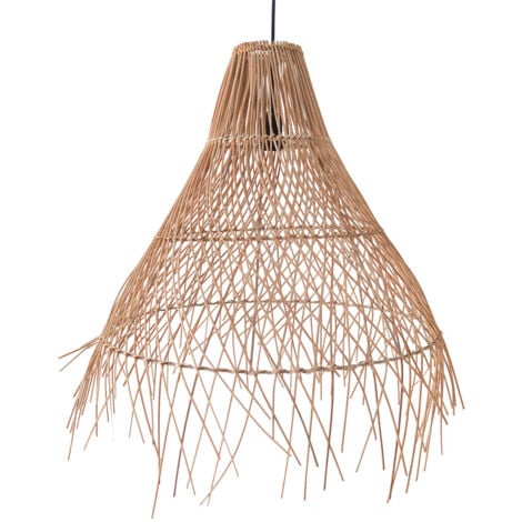 PRIVATEFLOOR Lámpara de Techo de Ratán - Lámpara Colgante Diseño Boho Bali - Trui Natural