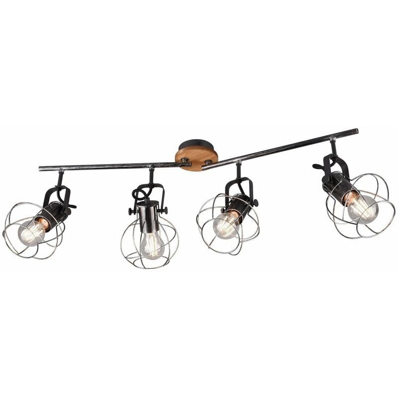 

Lámpara de techo de techo vintage lámpara de sala de estar de madera antigua plateada trio ajustable 805300488