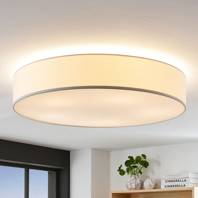 

Lámpara de techo de tela Gordana en blanco, 76 cm