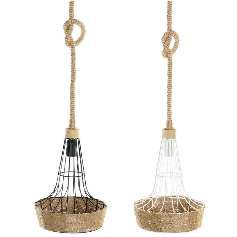 

Lámpara de Techo DKD Home Decor Blanco Negro Metal Cuerda 220 V 50 W (2 pcs) (23 x 23 x 37 cm)