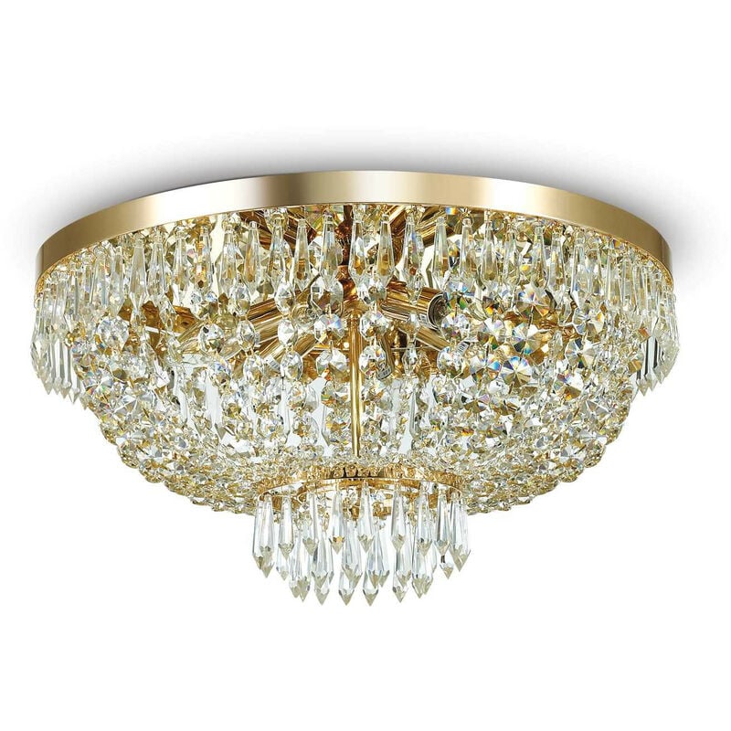 

Ideal Lux Caesar - Plafón de techo de 6 luces Dorado con cristales, G9