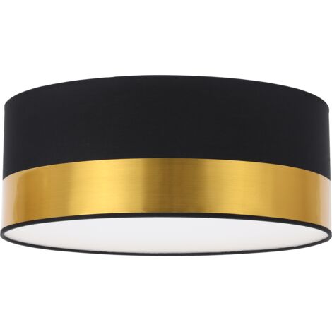 LÁMPARA DE TECHO ELEGANCE PLEXI NEGRO Y DORADO 40CM E27
