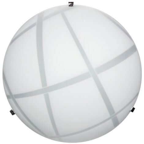 Lámpara de techo en placa de vidrio blanco con ganchos cromados diam. 30xh.10 cm