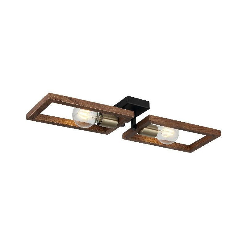 

Lampara de Techo Era - Luz de techo - de la pared - Oro, Negro, Madera en Metal, Madera, 62 x 17 x 9 cm, 2 x E27, Max 40W