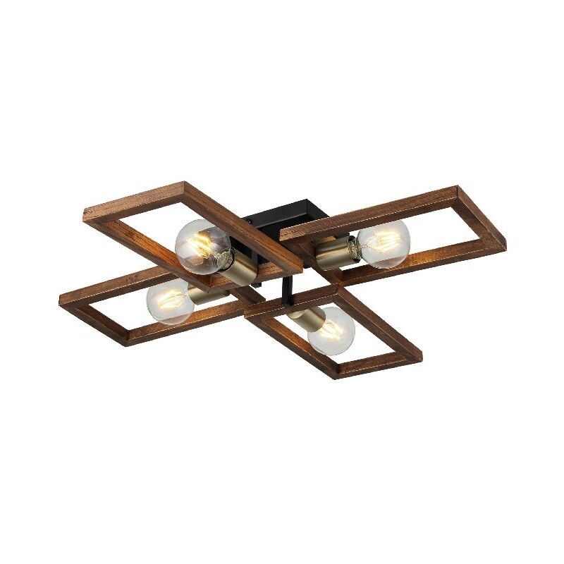 

Lampara de Techo Era - Luz de techo - de la pared - Oro, Negro, Madera en Metal, Madera, 70 x 66 x 12 cm, 4 x E27, Max 40W