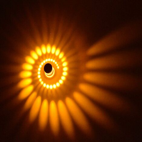 Lámpara de Techo Espiral Creativa Aplique de Lámpara Moderna Redonda Led Lámpara de Pared Simple para Dormitorio Café Sala de Estar 3W Blanco Cálido