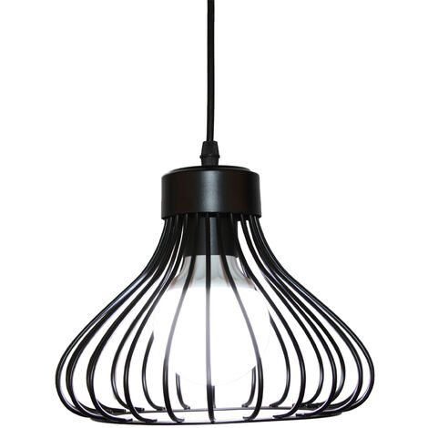 Lámpara de Techo forma de Bola Plano de Red de Hierro Luz Colgante Ø23cm Diseño Creativo Industial Vintage Iluminación para Cocina Sala café?Negro?