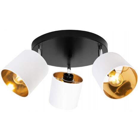 Lámpara de techo GAMA, ángulo de luz regulable, 3 bombillas E27, blanco, centro dorado