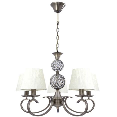 Lámpara de Techo HONDURAS 5xE14 1x5W LED Al.Reg.xD.60cm Beije/Cuero