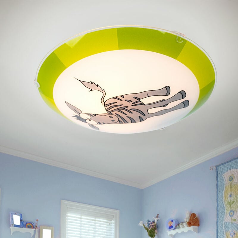

Lámpara de techo que ilumina la habitación de los niños Lámpara de pared de diseño Zebra verde en un juego que incluye bombillas LED