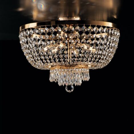 Lámpara de techo imperial de hierro y latón dorado con seis luces stass 50x h37 cm
