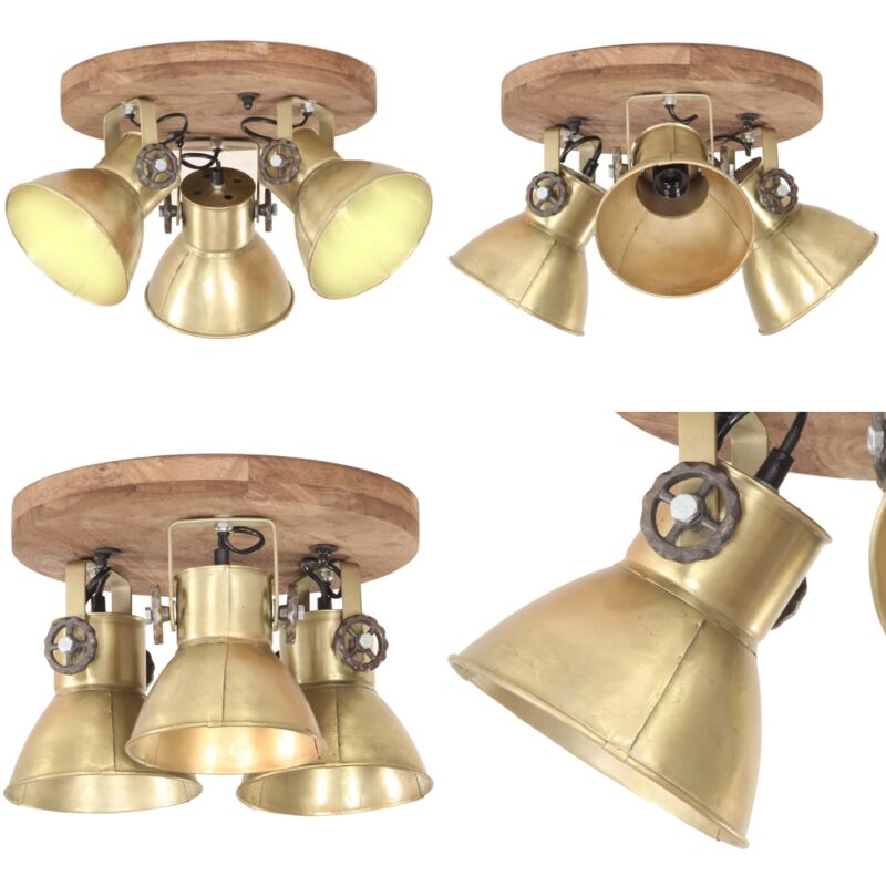 Lámpara de techo industrial 25 W latón 42x27 cm E27 - Lámpara de techo con 3 pantallas - Lámpara de techo latón
