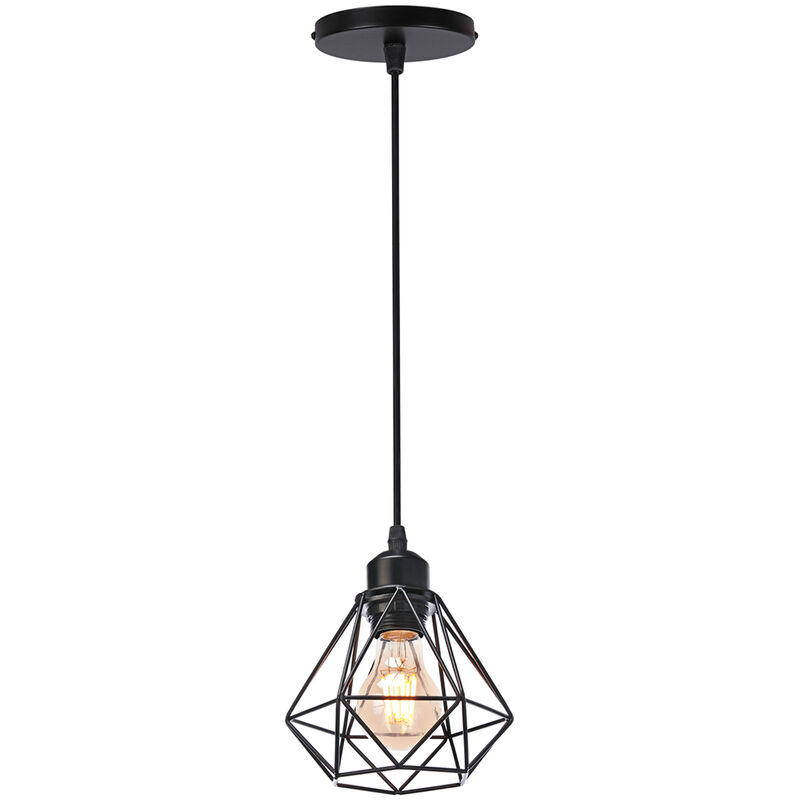 

Lámpara de Techo Industrial de Diamante Lámparas de Colgar de Metal Vintage Negro Lámpara de Araña Retro para Dormitorio Cafe Bar Interior