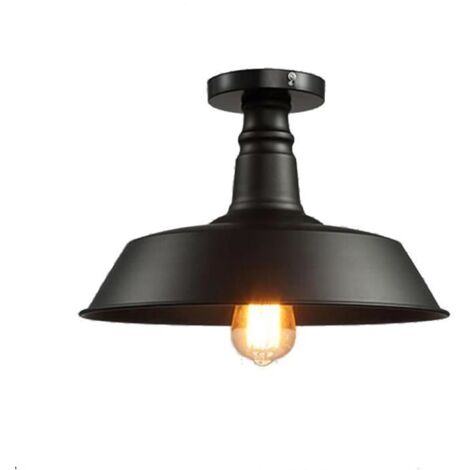 Lámpara de Techo Industrial de Metal 26CM Salón Dormitorio Café Restauarante Lámparas Colgante (Negro)