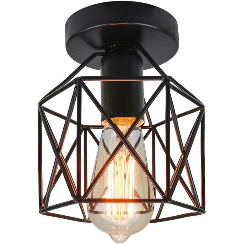 Lámpara de techo industrial Lámpara de techo vintage industrial Lámpara colgante para entrada, porche, pasillo, comedor. (Negro1)