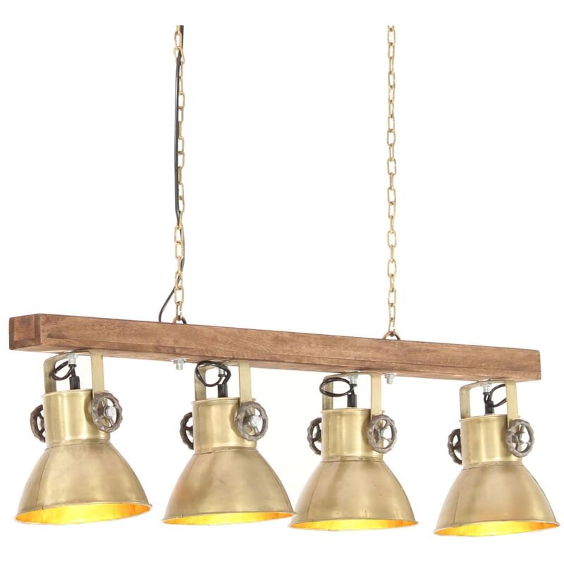 

Lámpara de techo industrial madera de mango latón E27