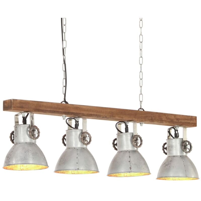 Vidaxl - Lámpara de techo industrial madera de mango plateado E27