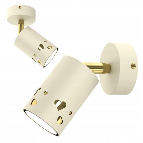 LÁMPARA DE TECHO INFANTIL SPOT LED BEIGE CORAZÓN CRUDO ORO GU10