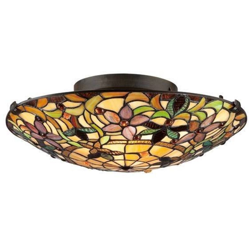 Elstead - Kami 2 ljus Tiffany infälld taklampa Vintage brons, E27