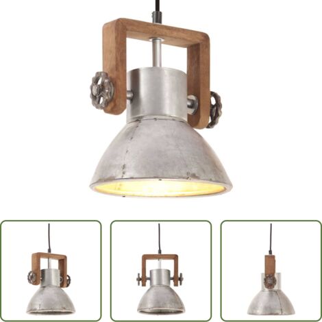 Lámpara de techo -  Lámpara colgante industrial 25 W plateada redonda 19 cm E27