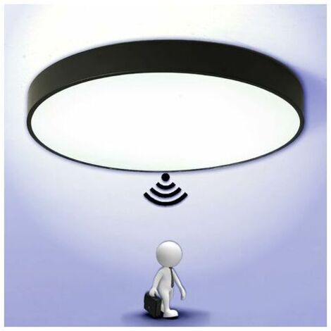 Lámpara de techo Lámpara de techo LED con sensor de movimiento Lámpara de luz automática para exteriores Balcón Garaje Entrada Pasillo Lámpara redonda Fácil de instalar Lámpara de techo 6000K Blanco f