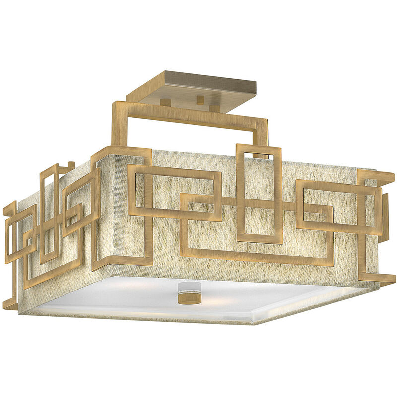 

Lanza - Lámpara de techo de montaje semi empotrado de 3 luces, bronce cepillado, E27 - Elstead